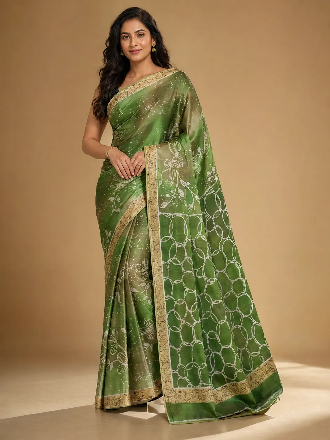 Midnight Azure Wax Batik Saree — handloom Pure Silk Batik saree by Naholi